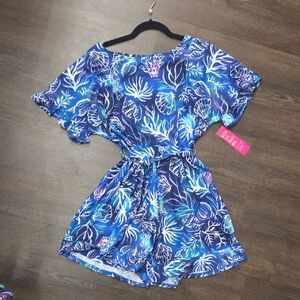 Aryeh Blue Floral Jumpsuit Romper